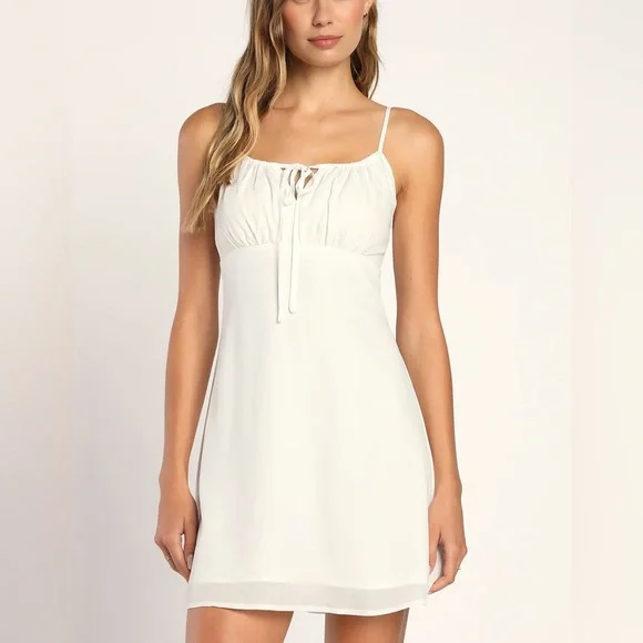chinese dress ladies Cream Striped Empire Dress S main image 0